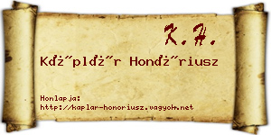 Káplár Honóriusz névjegykártya